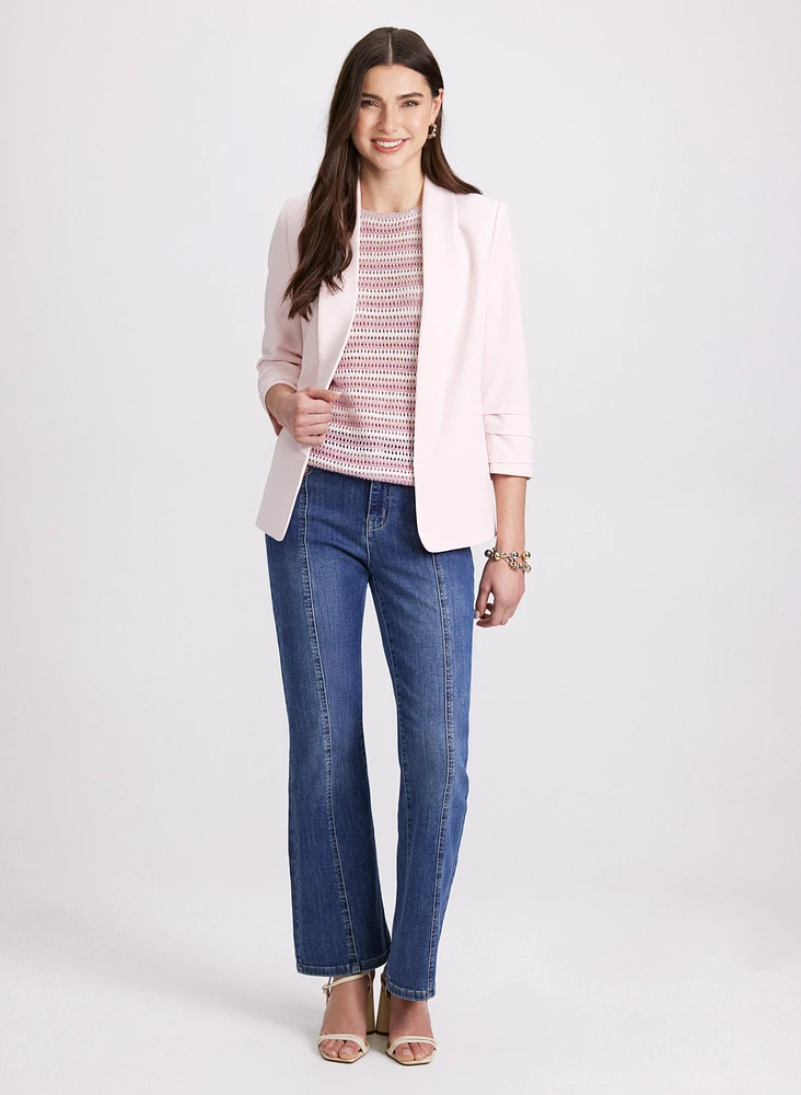Open Twill Jacket & Flare Leg Jeans