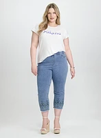 Embellished Denim Capris