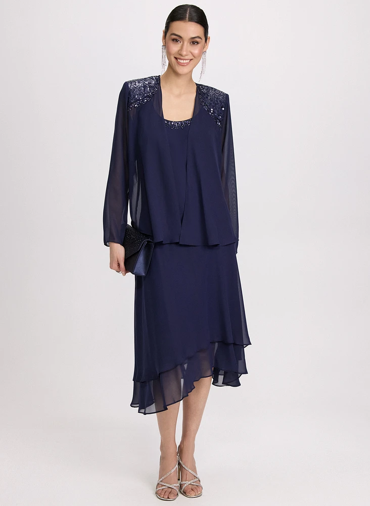 Ensemble robe et veste en chiffon