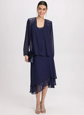 Ensemble robe et veste en chiffon