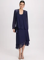Ensemble robe et veste en chiffon