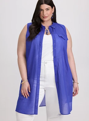 Button-Down Cotton Voile Blouse