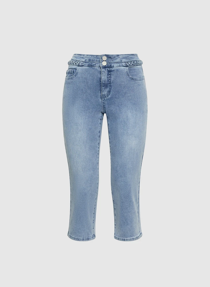 Capri en denim à détail tressé