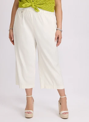 Stretch Linen Wide-Leg Capris