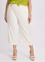 Stretch Linen Wide-Leg Capris