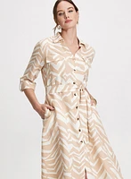 Linen-Blend Button-Front Dress