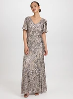 Sequined Floral Dress
