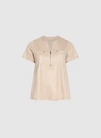 Foil Split V-Neck T-Shirt