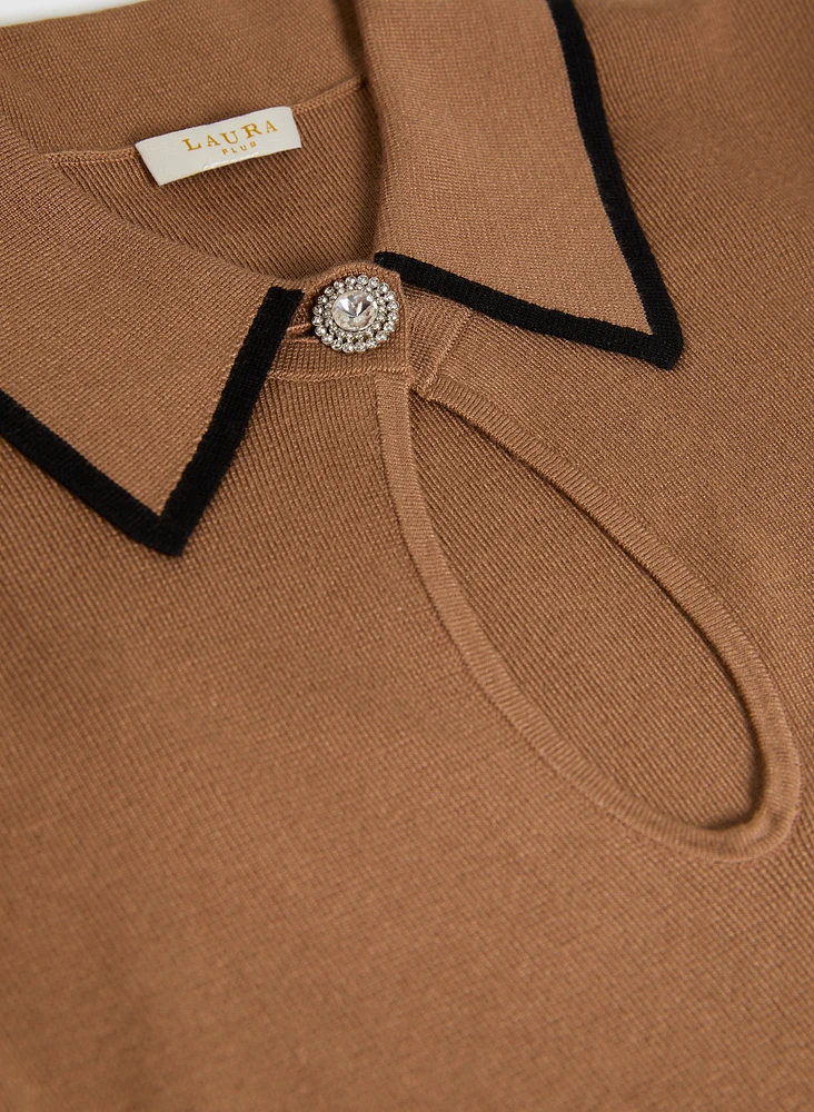 Keyhole Detail Polo Sweater