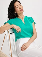 Drawstring V-Neck Tee