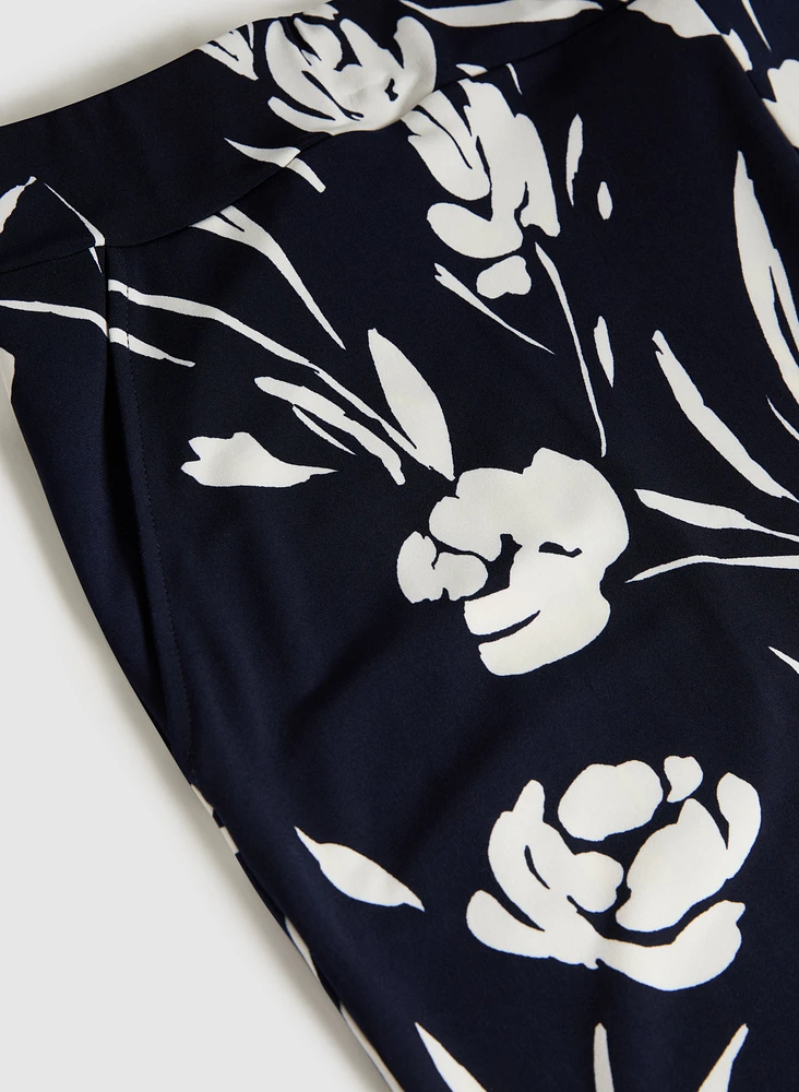 Wide-Leg Floral Print Pants