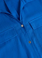 Blouse à manches roulées en mélange de lin
