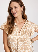 Satin Tie-Neck Blouse