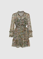 Tiered Abstract Print Dress