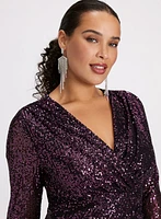 Ruched Sequin Embellished Dress