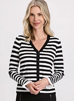 Striped Flared-Cuff Cardigan