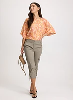 Tie-Waist Poncho-Style Blouse