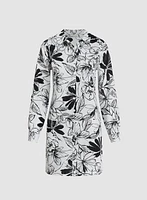 Floral Linen-Blend Tunic Blouse
