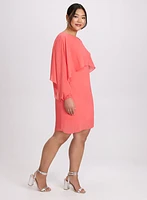Brooch Embellished Capelet Dress