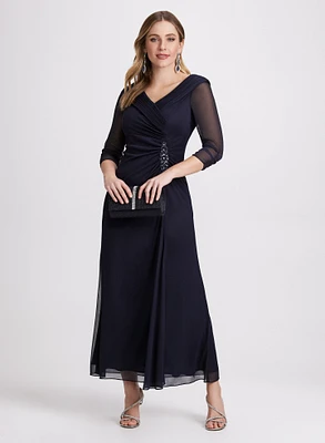 Sparkling Brooch Evening Dress