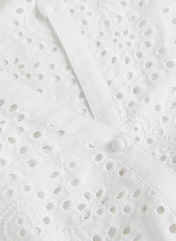 Eyelet Button Down Blouse