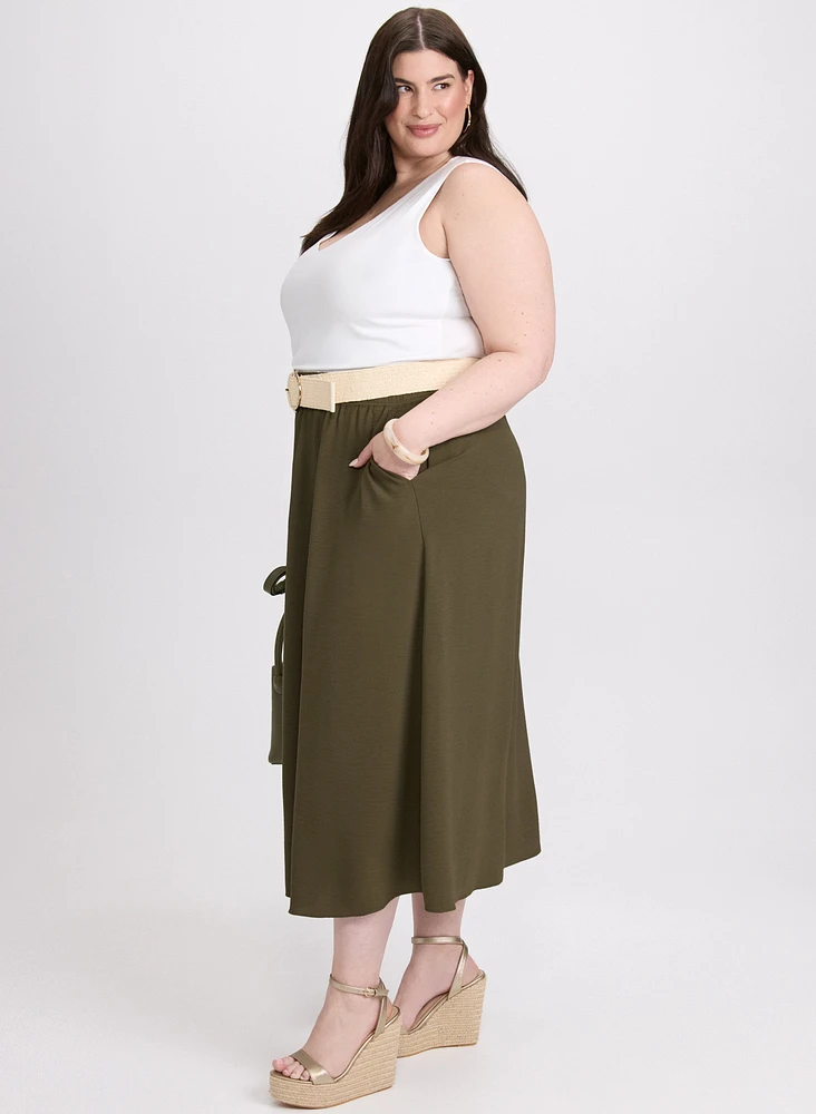 Drawstring Crinkled Maxi Skirt