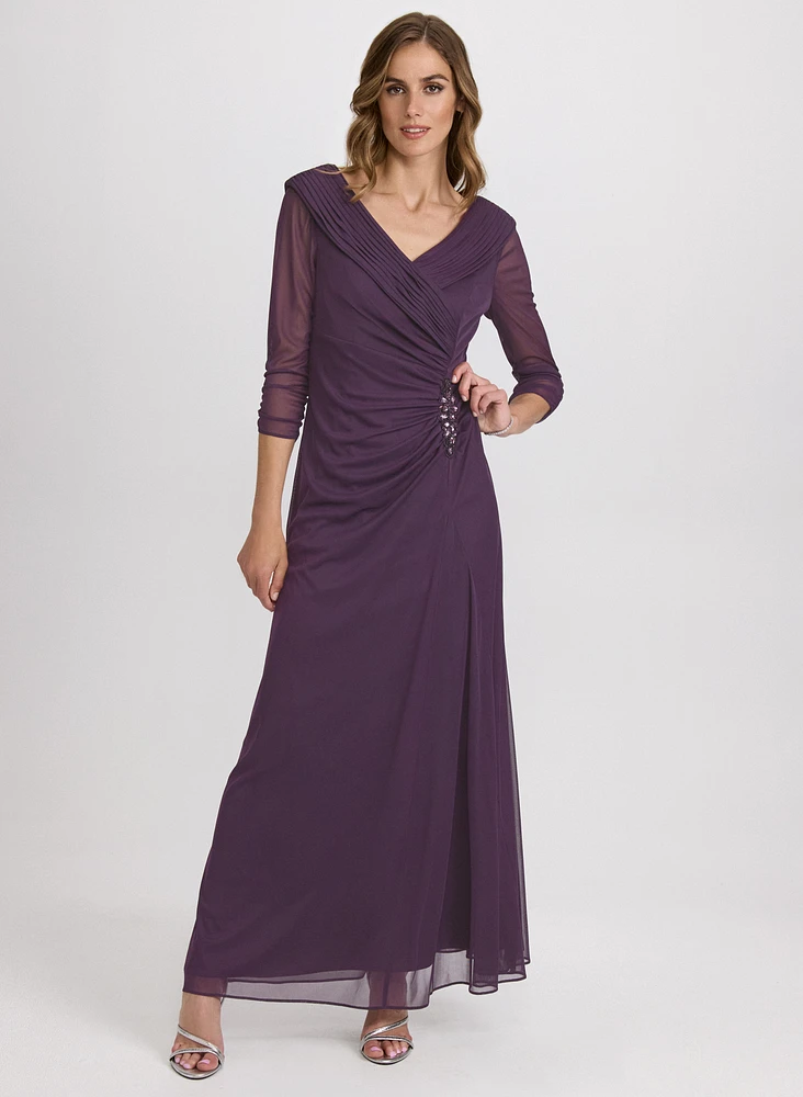 Mesh Wrap-Style Dress
