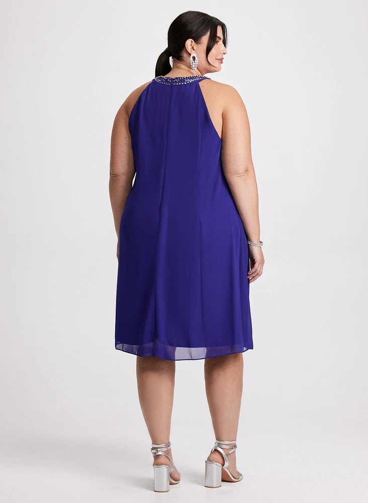 Robe volantée à pierres