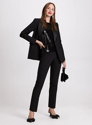 Satin Lapel Tuxedo Jacket & Emma Slim-Leg Pants