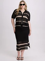 Joseph Ribkoff - Striped Open Knit Skirt