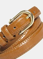 Ceinture mince à effet peau de crocodile