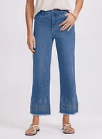 Embroidered Wide-Leg Jeans