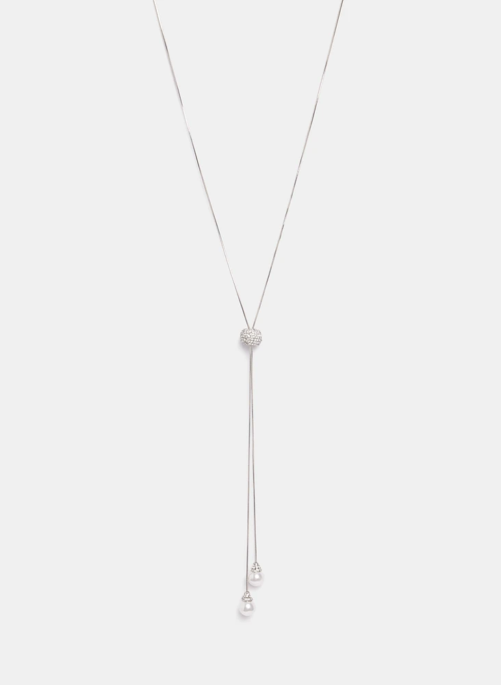 Collier à glissière à pendentif de perles
