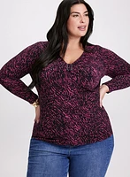 Abstract Buckle Embellished Top