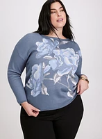 Floral Print Knit Sweater