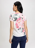 Floral Print Drawstring Tee