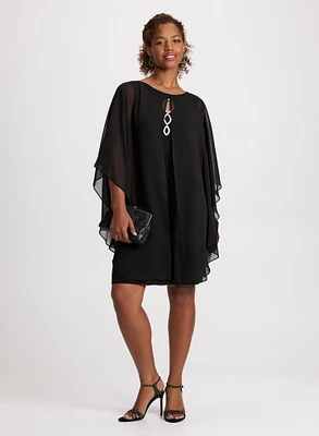 Poncho Effect Chiffon Dress