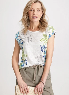 Floral Print Burnout T-Shirt