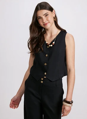 Linen-Blend Vest
