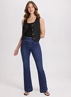 Linen-Blend Vest & Flare-Leg Jeans