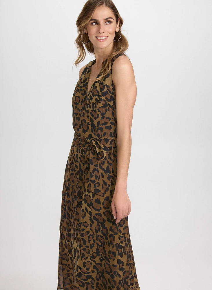 Robe en chiffon à motif léopard