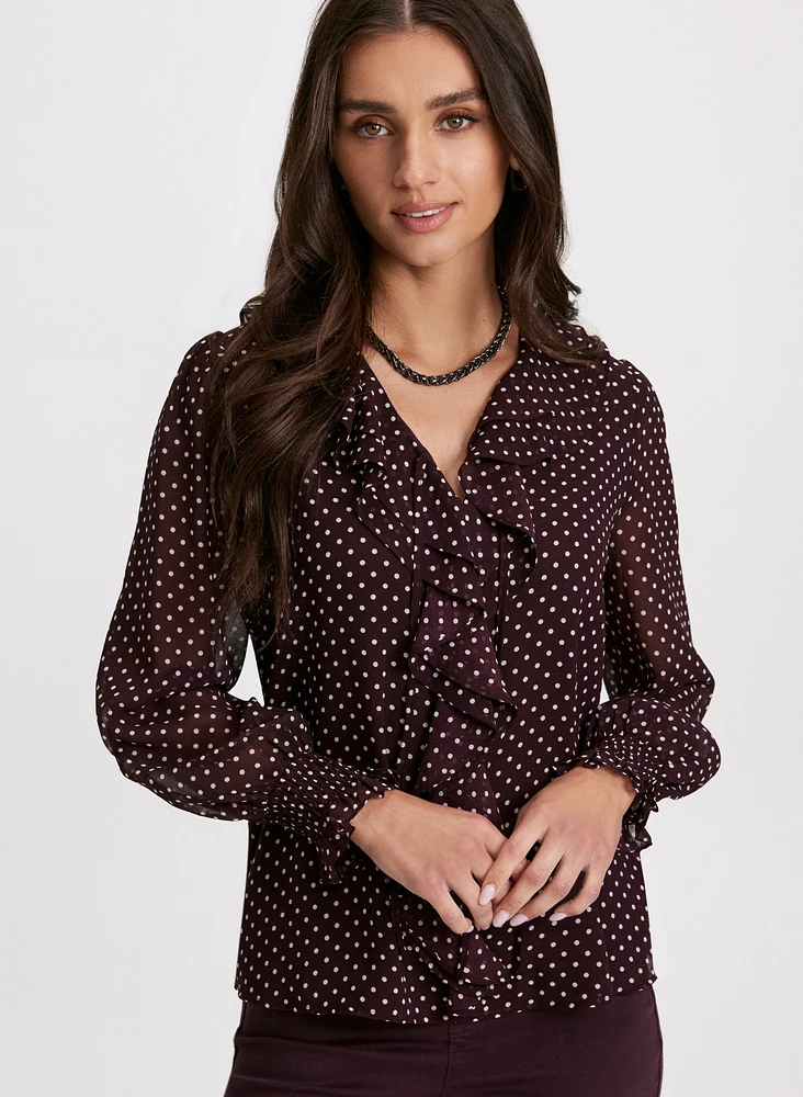 Polka Dot Ruffled Blouse