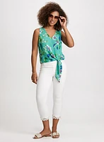 Floral Print Tied-Hem Blouse