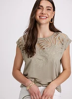 T-shirt à détail en dentelle