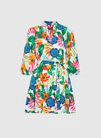 Tropical Floral Print Dress
