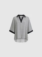 Geometric Contrast Blouse