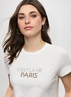 T-shirt uni avec lettrage scintillant