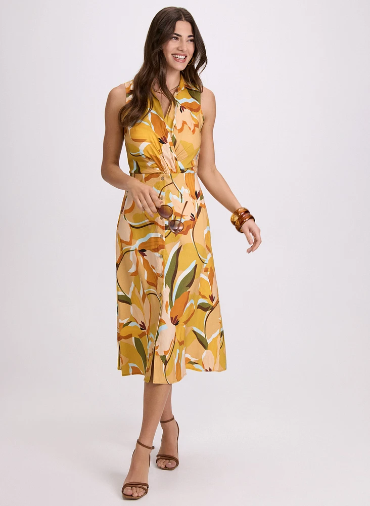 Robe cache-coeur boutonnée à motif floral