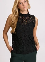 Blouse à manches cape en dentelle