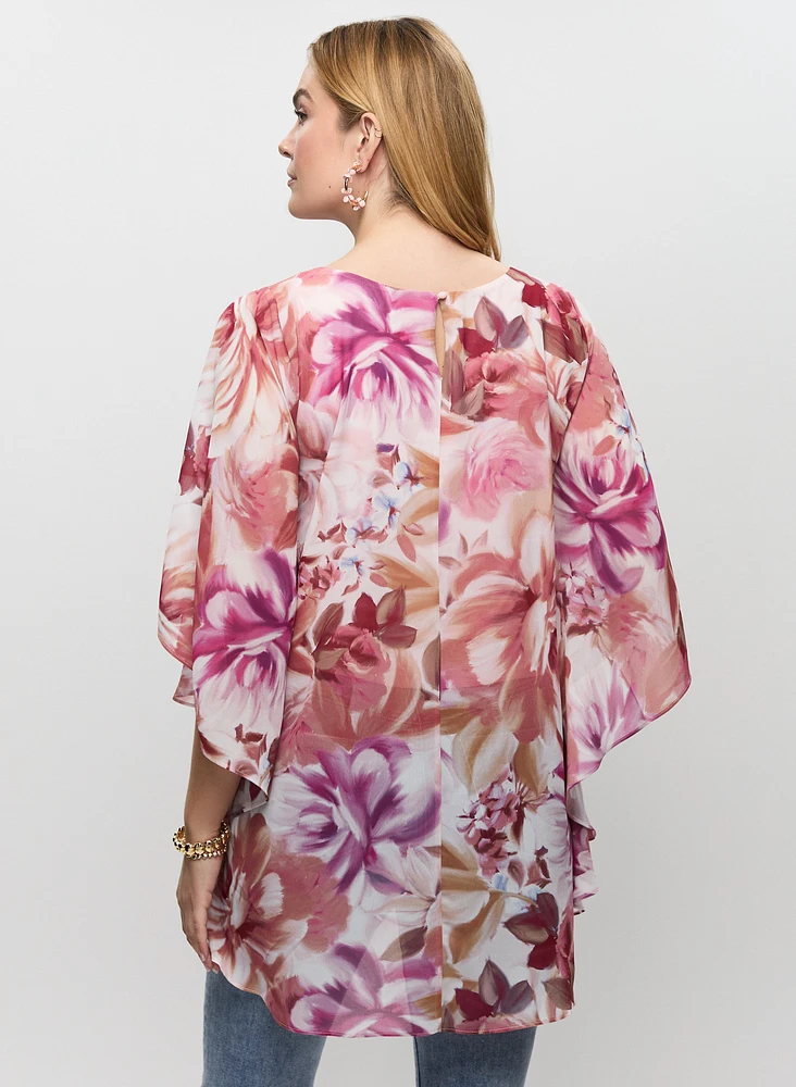 Flared Sleeve Floral Blouse